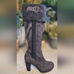 Naturalizer Charcoal Heeled Boots with Strap